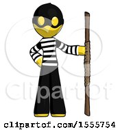 Poster, Art Print Of Yellow Thief Man Holding Staff Or Bo Staff