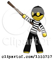 Poster, Art Print Of Yellow Thief Man Bo Staff Pointing Up Pose