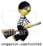 Poster, Art Print Of Yellow Thief Man Flying On Broom