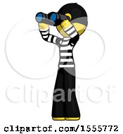 Poster, Art Print Of Yellow Thief Man Looking Through Binoculars To The Left