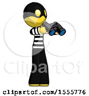 Poster, Art Print Of Yellow Thief Man Holding Binoculars Ready To Look Right