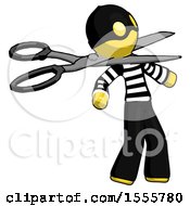 Poster, Art Print Of Yellow Thief Man Scissor Beheading Office Worker Execution