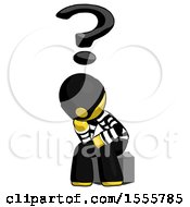 Poster, Art Print Of Yellow Thief Man Thinker Question Mark Concept