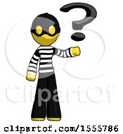 Poster, Art Print Of Yellow Thief Man Holding Question Mark To Right