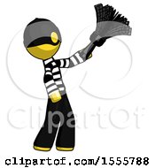 Poster, Art Print Of Yellow Thief Man Dusting With Feather Duster Upwards