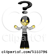 Poster, Art Print Of Yellow Thief Man With Question Mark Above Head Confused