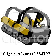 Poster, Art Print Of Yellow Thief Man Driving Amphibious Tracked Vehicle Top Angle View