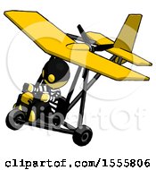 Poster, Art Print Of Yellow Thief Man In Ultralight Aircraft Top Side View