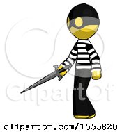 Poster, Art Print Of Yellow Thief Man With Sword Walking Confidently