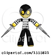 Yellow Thief Man Two Sword Defense Pose