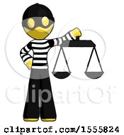 Poster, Art Print Of Yellow Thief Man Holding Scales Of Justice