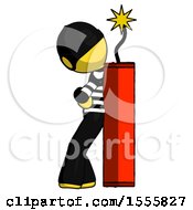 Poster, Art Print Of Yellow Thief Man Leaning Against Dynimate Large Stick Ready To Blow