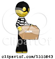 Yellow Thief Man Holding Package To Send Or Recieve In Mail
