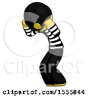 Yellow Thief Man With Headache Or Covering Ears Turned To His Left