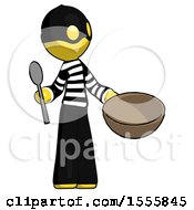 Poster, Art Print Of Yellow Thief Man With Empty Bowl And Spoon Ready To Make Something