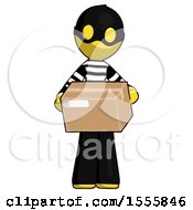 Poster, Art Print Of Yellow Thief Man Holding Box Sent Or Arriving In Mail