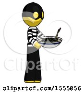 Yellow Thief Man Holding Noodles Offering To Viewer