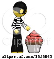 Poster, Art Print Of Yellow Thief Man With Giant Cupcake Dessert