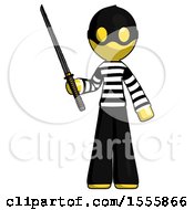 Yellow Thief Man Standing Up With Ninja Sword Katana