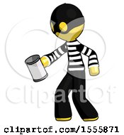 Poster, Art Print Of Yellow Thief Man Begger Holding Can Begging Or Asking For Charity Facing Left