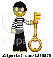 Poster, Art Print Of Yellow Thief Man Holding Key Made Of Gold