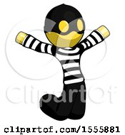 Poster, Art Print Of Yellow Thief Man Jumping Or Kneeling With Gladness