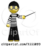 Poster, Art Print Of Yellow Thief Man Teacher Or Conductor With Stick Or Baton Directing
