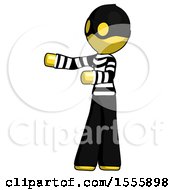 Poster, Art Print Of Yellow Thief Man Presenting Something To His Right