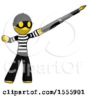 Poster, Art Print Of Yellow Thief Man Pen Is Mightier Than The Sword Calligraphy Pose