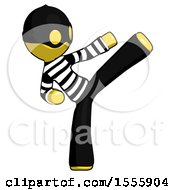 Poster, Art Print Of Yellow Thief Man Ninja Kick Right