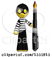 Poster, Art Print Of Yellow Thief Man Holding Giant Calligraphy Pen
