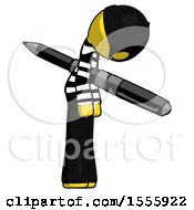 Poster, Art Print Of Yellow Thief Man Impaled Through Chest With Giant Pen