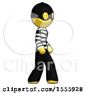 Poster, Art Print Of Yellow Thief Man Walking Turned Right Front View