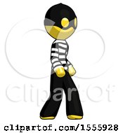 Yellow Thief Man Walking Turned Right Front View