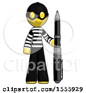 Poster, Art Print Of Yellow Thief Man Holding Large Pen