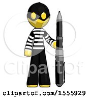 Yellow Thief Man Holding Large Pen