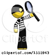 Poster, Art Print Of Yellow Thief Man Inspecting With Large Magnifying Glass Facing Up