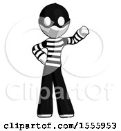 White Thief Man Waving Left Arm With Hand On Hip