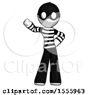 White Thief Man Waving Right Arm With Hand On Hip