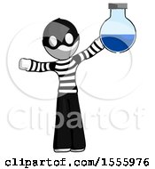 White Thief Man Holding Large Round Flask Or Beaker