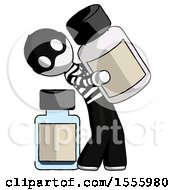 Poster, Art Print Of White Thief Man Holding Large White Medicine Bottle With Bottle In Background