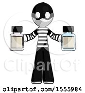 White Thief Man Holding Two Medicine Bottles