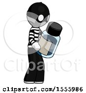 Poster, Art Print Of White Thief Man Holding Glass Medicine Bottle