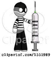 White Thief Man Holding Large Syringe