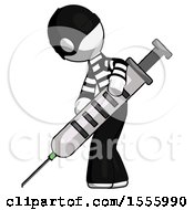 Poster, Art Print Of White Thief Man Using Syringe Giving Injection