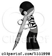 White Thief Man Cutting With Large Scalpel