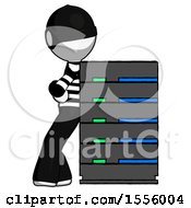 Poster, Art Print Of White Thief Man Resting Against Server Rack