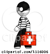 Poster, Art Print Of White Thief Man Walking With Medical Aid Briefcase To Left