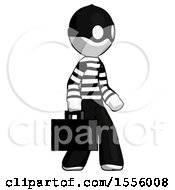 White Thief Man Walking With Briefcase To The Right