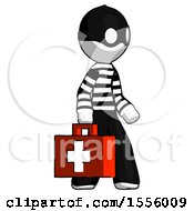 Poster, Art Print Of White Thief Man Walking With Medical Aid Briefcase To Right